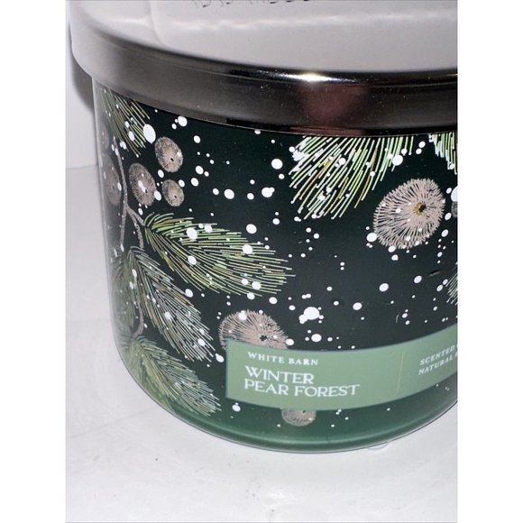 Bath & Body Works Winter Pear Forest White Barn 3 Wick Candle 14.5oz 2023 NEW - Picture 7 of 16